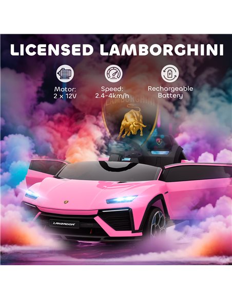 AIYAPLAY 12V Licensed Lamborghini Electric Cars for Kids, Ride On Car with Remote Control for 3-6 Years Old, Pink - pic 175788 | FastDaddyshop