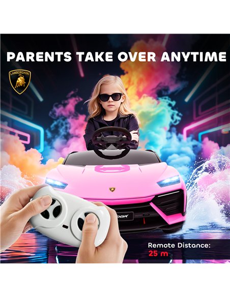 AIYAPLAY 12V Licensed Lamborghini Electric Cars for Kids, Ride On Car with Remote Control for 3-6 Years Old, Pink - pic 175789 | FastDaddyshop