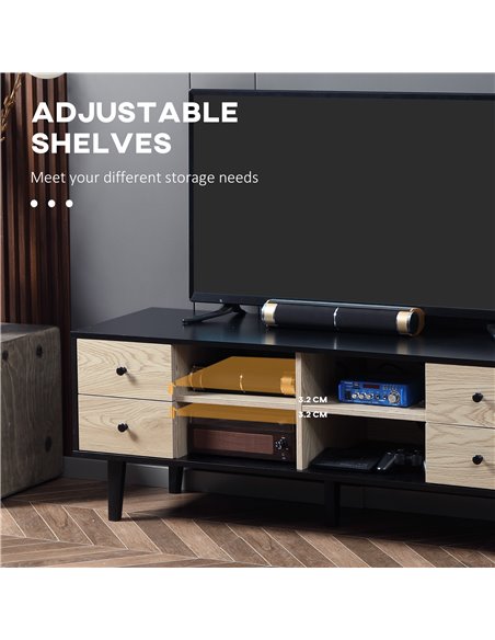 Homcom 1300mm Boxy TV Stand with Wood-Effect Drawers, Black & Grey - pic 17579 | FastDaddyshop