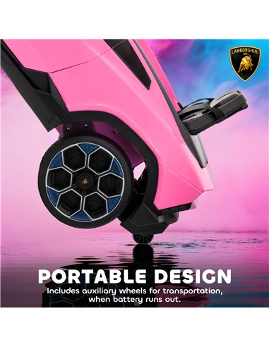 AIYAPLAY 12V Licensed Lamborghini Electric Cars for Kids, Ride On Car with Remote Control for 3-6 Years Old, Pink
