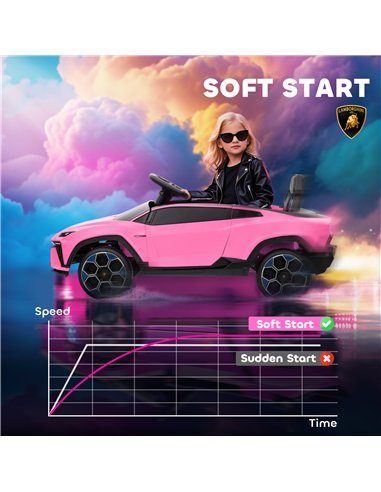 AIYAPLAY 12V Licensed Lamborghini Electric Cars for Kids, Ride On Car with Remote Control for 3-6 Years Old, Pink