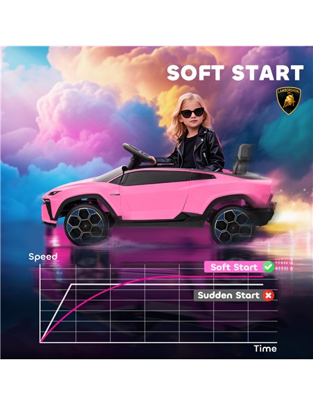 AIYAPLAY 12V Licensed Lamborghini Electric Cars for Kids, Ride On Car with Remote Control for 3-6 Years Old, Pink - pic 175791 | FastDaddyshop