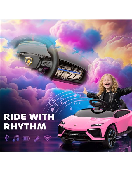 AIYAPLAY 12V Licensed Lamborghini Electric Cars for Kids, Ride On Car with Remote Control for 3-6 Years Old, Pink - pic 175792 | FastDaddyshop