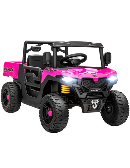 AIYAPLAY Kids Ride on Car, 12V Electric Kids UTV with Electric Dump Bed, 4-Wheel Suspension for 3-8 Years, Pink - pic 175794 | FastDaddyshop