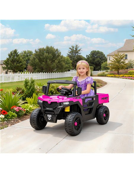 AIYAPLAY Kids Ride on Car, 12V Electric Kids UTV with Electric Dump Bed, 4-Wheel Suspension for 3-8 Years, Pink - pic 175795 | FastDaddyshop