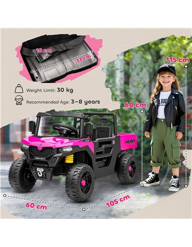 AIYAPLAY Kids Ride on Car, 12V Electric Kids UTV with Electric Dump Bed, 4-Wheel Suspension for 3-8 Years, Pink