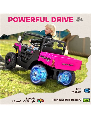 AIYAPLAY Kids Ride on Car, 12V Electric Kids UTV with Electric Dump Bed, 4-Wheel Suspension for 3-8 Years, Pink