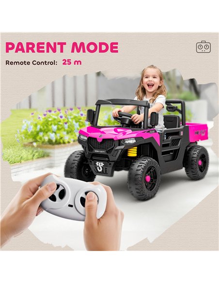 AIYAPLAY Kids Ride on Car, 12V Electric Kids UTV with Electric Dump Bed, 4-Wheel Suspension for 3-8 Years, Pink - pic 175799 | FastDaddyshop