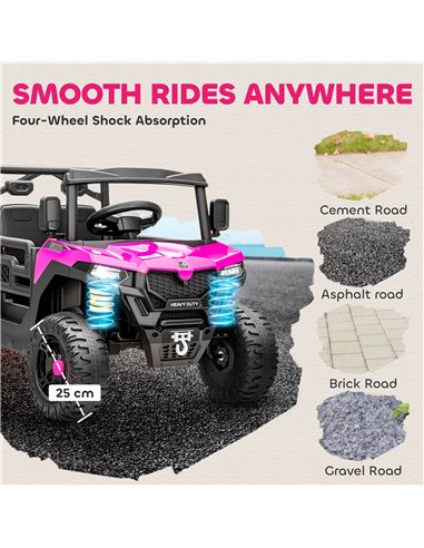 AIYAPLAY Kids Ride on Car, 12V Electric Kids UTV with Electric Dump Bed, 4-Wheel Suspension for 3-8 Years, Pink