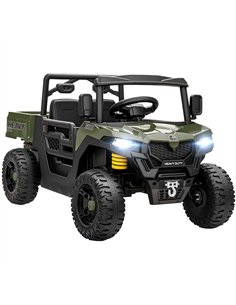 AIYAPLAY Kids Ride on Car, 12V Electric Kids UTV with Electric Dump Bed, 4-Wheel Suspension for 3-8 Years, Green