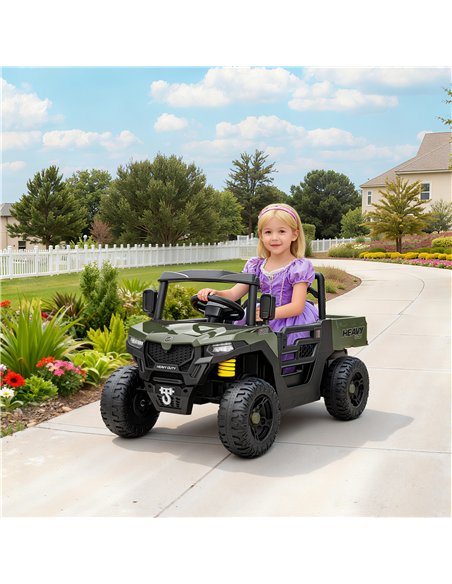 AIYAPLAY Kids Ride on Car, 12V Electric Kids UTV with Electric Dump Bed, 4-Wheel Suspension for 3-8 Years, Green - pic 175813 | FastDaddyshop