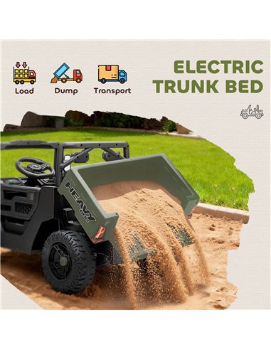 AIYAPLAY Kids Ride on Car, 12V Electric Kids UTV with Electric Dump Bed, 4-Wheel Suspension for 3-8 Years, Green