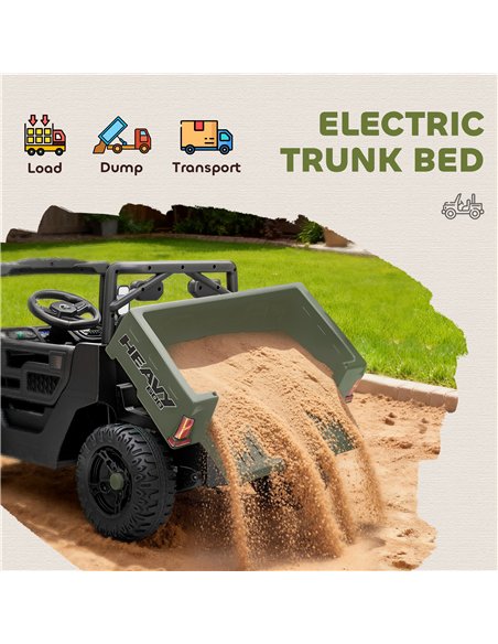 AIYAPLAY Kids Ride on Car, 12V Electric Kids UTV with Electric Dump Bed, 4-Wheel Suspension for 3-8 Years, Green - pic 175816 | FastDaddyshop