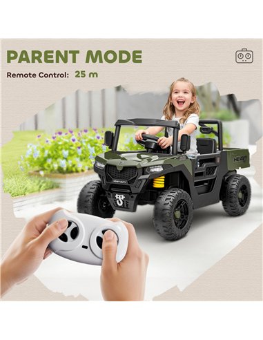 AIYAPLAY Kids Ride on Car, 12V Electric Kids UTV with Electric Dump Bed, 4-Wheel Suspension for 3-8 Years, Green