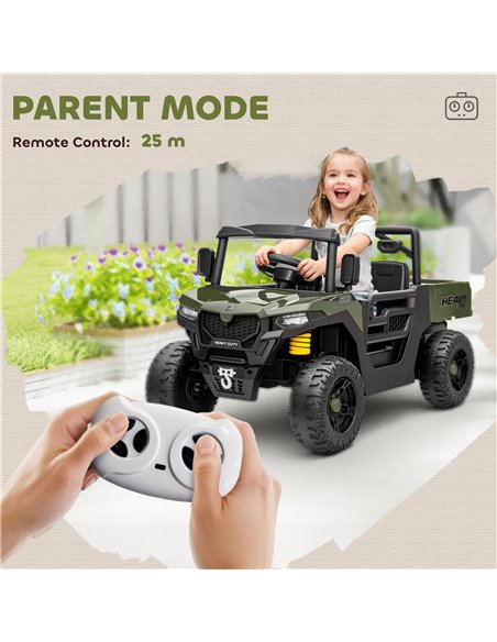 AIYAPLAY Kids Ride on Car, 12V Electric Kids UTV with Electric Dump Bed, 4-Wheel Suspension for 3-8 Years, Green - pic 175817 | FastDaddyshop