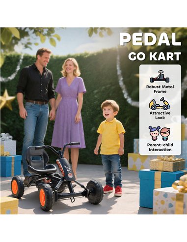 AIYAPLAY Kids Pedal Go Kart with Steel Frame, Sporty Design, for Ages 2-5 Years, Black