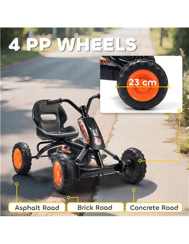 AIYAPLAY Kids Pedal Go Kart with Steel Frame, Sporty Design, for Ages 2-5 Years, Black