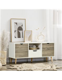 Homcom 1100mm TV Stand with Storage Cabinets and Drawer, Grey & White 2