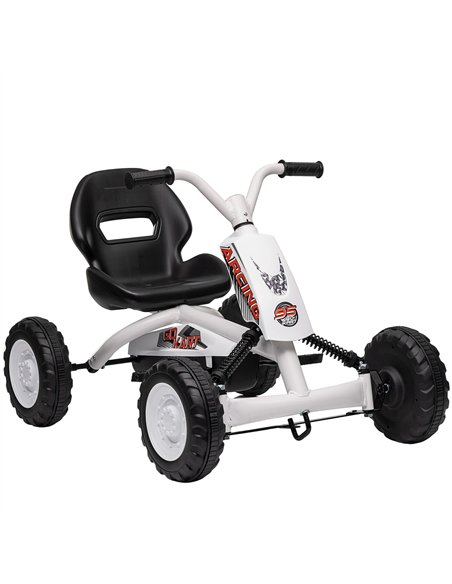 AIYAPLAY Kids Pedal Go Kart with Steel Frame, Sporty Design, for Ages 2-5 Years, White - pic 175830 | FastDaddyshop