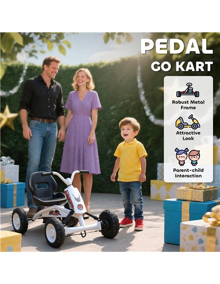 AIYAPLAY Kids Pedal Go Kart with Steel Frame, Sporty Design, for Ages 2-5 Years, White - pic 175833 | FastDaddyshop