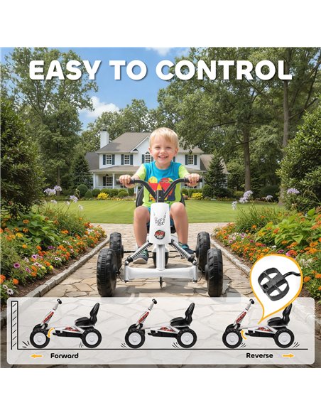 AIYAPLAY Kids Pedal Go Kart with Steel Frame, Sporty Design, for Ages 2-5 Years, White - pic 175834 | FastDaddyshop