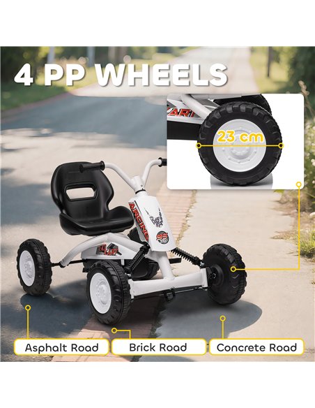 AIYAPLAY Kids Pedal Go Kart with Steel Frame, Sporty Design, for Ages 2-5 Years, White - pic 175835 | FastDaddyshop