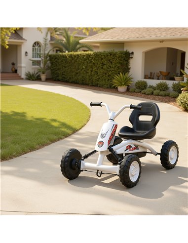 AIYAPLAY Kids Pedal Go Kart with Steel Frame, Sporty Design, for Ages 2-5 Years, White