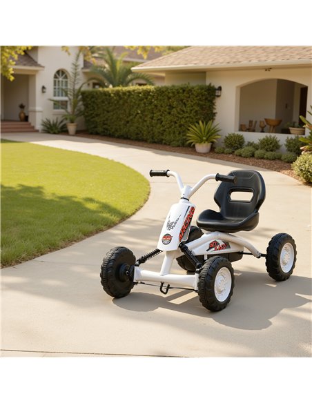 AIYAPLAY Kids Pedal Go Kart with Steel Frame, Sporty Design, for Ages 2-5 Years, White - pic 175836 | FastDaddyshop