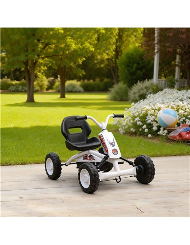 AIYAPLAY Kids Pedal Go Kart with Steel Frame, Sporty Design, for Ages 2-5 Years, White