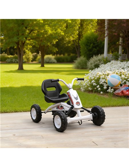AIYAPLAY Kids Pedal Go Kart with Steel Frame, Sporty Design, for Ages 2-5 Years, White - pic 175837 | FastDaddyshop