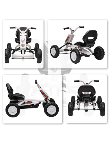 AIYAPLAY Kids Pedal Go Kart with Steel Frame, Sporty Design, for Ages 2-5 Years, White