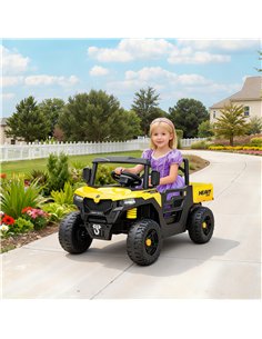 AIYAPLAY Kids Ride on Car, 12V Electric Kids UTV with Electric Dump Bed, 4-Wheel Suspension for 3-8 Years, Yellow 2