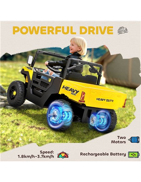 AIYAPLAY Kids Ride on Car, 12V Electric Kids UTV with Electric Dump Bed, 4-Wheel Suspension for 3-8 Years, Yellow - pic 175842 | FastDaddyshop