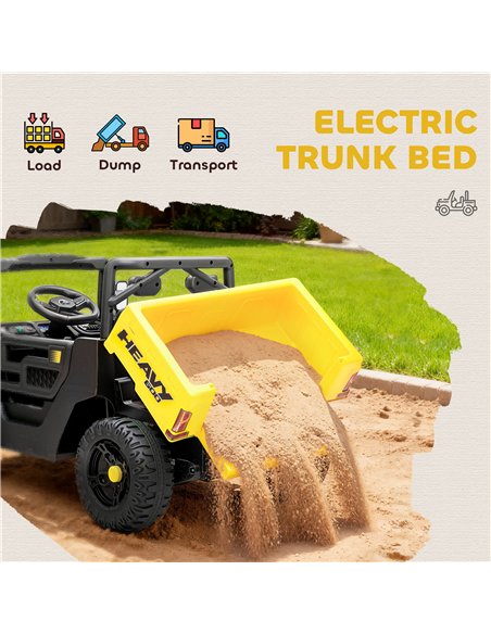 AIYAPLAY Kids Ride on Car, 12V Electric Kids UTV with Electric Dump Bed, 4-Wheel Suspension for 3-8 Years, Yellow - pic 175843 | FastDaddyshop