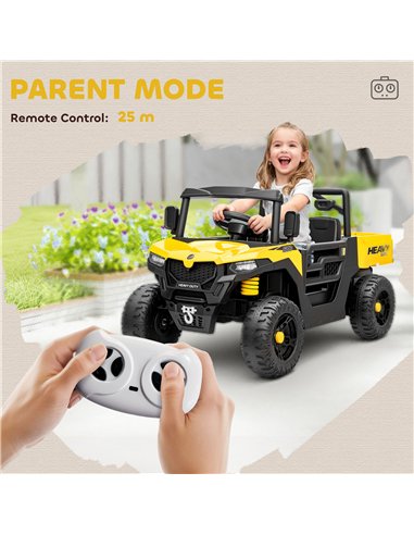 AIYAPLAY Kids Ride on Car, 12V Electric Kids UTV with Electric Dump Bed, 4-Wheel Suspension for 3-8 Years, Yellow