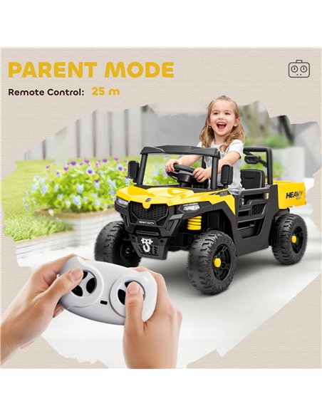 AIYAPLAY Kids Ride on Car, 12V Electric Kids UTV with Electric Dump Bed, 4-Wheel Suspension for 3-8 Years, Yellow - pic 175844 | FastDaddyshop