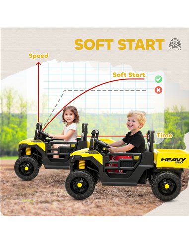 AIYAPLAY Kids Ride on Car, 12V Electric Kids UTV with Electric Dump Bed, 4-Wheel Suspension for 3-8 Years, Yellow