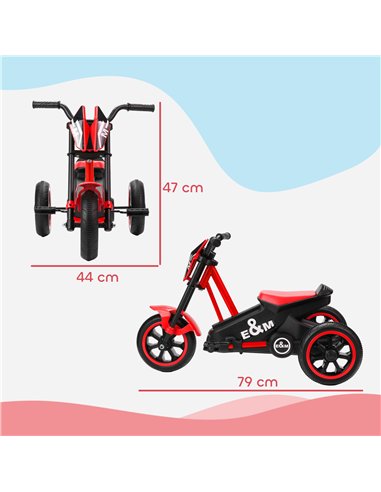 AIYAPLAY Kids Tricycle Baby Trike, Kids Trike with Pedal, 3 Wheel Toddler Balance Bike for Indoor Outdoor Use, Red