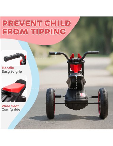 AIYAPLAY Kids Tricycle Baby Trike, Kids Trike with Pedal, 3 Wheel Toddler Balance Bike for Indoor Outdoor Use, Red