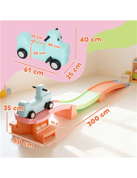 AIYAPLAY 3(m) Four-Piece Ride on Kids Roller Coaster w/ Non-Slip Steps, for Ages 2-5 Years - Orange - pic 175868 | FastDaddyshop