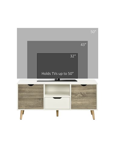 HOMCOM TV Unit Cabinet for TVs up to 50 Inches, TV Stand with Storage Cabinets and Drawer for Living Room and Bedroom, Grey
