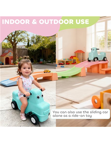 AIYAPLAY 3(m) Four-Piece Ride on Kids Roller Coaster w/ Non-Slip Steps, for Ages 2-5 Years - Orange - pic 175871 | FastDaddyshop