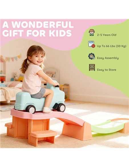 AIYAPLAY 3(m) Four-Piece Ride on Kids Roller Coaster w/ Non-Slip Steps, for Ages 2-5 Years - Orange - pic 175872 | FastDaddyshop