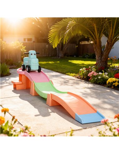 AIYAPLAY 3(m) Four-Piece Ride on Kids Roller Coaster w/ Non-Slip Steps, for Ages 2-5 Years - Orange