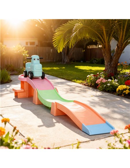 AIYAPLAY 3(m) Four-Piece Ride on Kids Roller Coaster w/ Non-Slip Steps, for Ages 2-5 Years - Orange - pic 175874 | FastDaddyshop