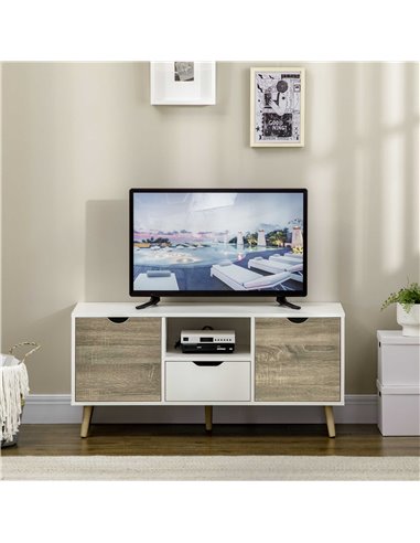 HOMCOM TV Unit Cabinet for TVs up to 50 Inches, TV Stand with Storage Cabinets and Drawer for Living Room and Bedroom, Grey