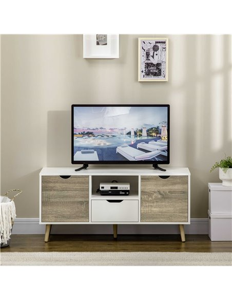 HOMCOM TV Unit Cabinet for TVs up to 50 Inches, TV Stand with Storage Cabinets and Drawer for Living Room and Bedroom, Grey - pic 17588 | FastDaddyshop