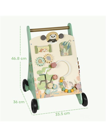 AIYAPLAY Wooden Baby Walker, Push Along Walker Toys with Speed Control, Xylophone, gears and Bead Maze, Green - pic 175931 | FastDaddyshop