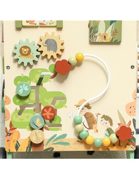 AIYAPLAY Wooden Baby Walker, Push Along Walker Toys with Speed Control, Xylophone, gears and Bead Maze, Green - pic 175935 | FastDaddyshop