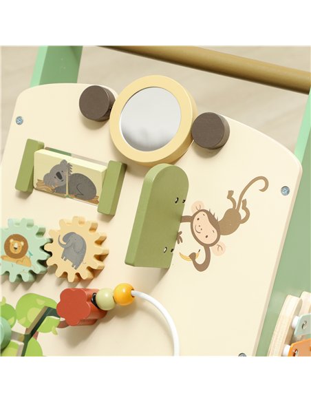 AIYAPLAY Wooden Baby Walker, Push Along Walker Toys with Speed Control, Xylophone, gears and Bead Maze, Green - pic 175937 | FastDaddyshop